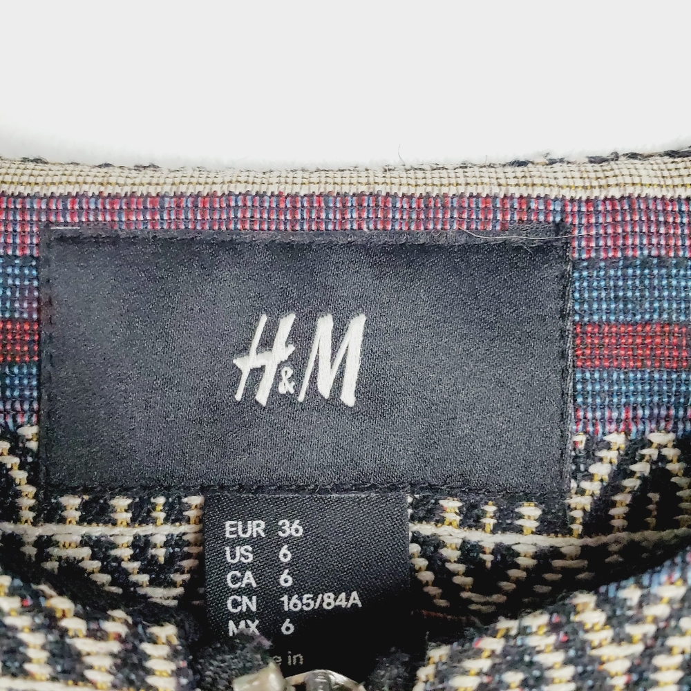 H&M Full ZIp Blazer Multi-Color Deco Lines Sz 6 - Picture 5 of 7